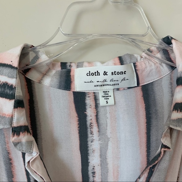 Cloth & Stone Anthropologie Stripe Button Down Long Sleeve Top Size S - Picture 3 of 6